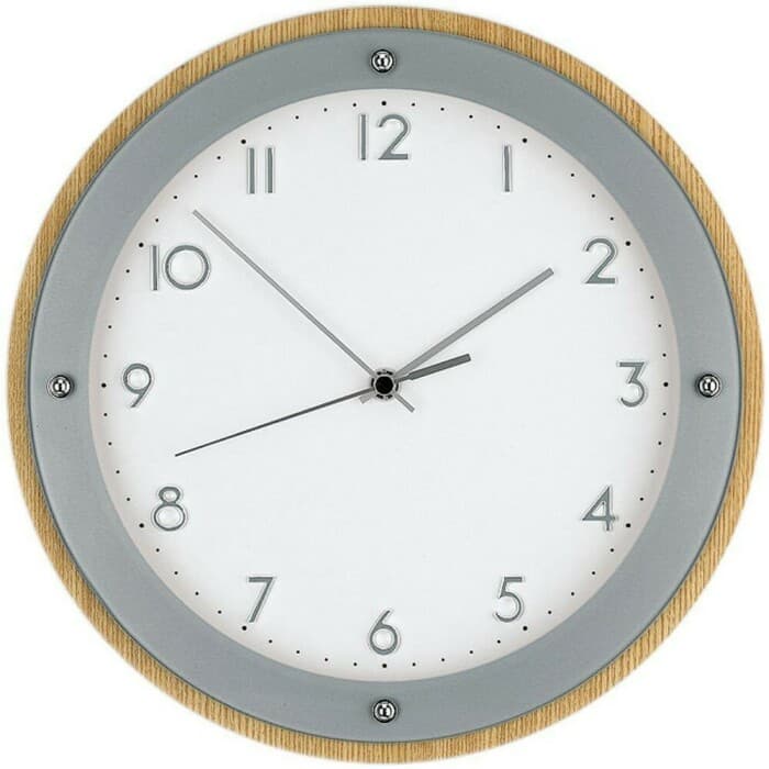 Horloge murale radio-pilotée en verre et bois