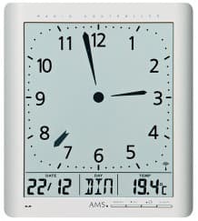 Horloge murale digitale radio-pilotée aiguilles digitales couleur : Argenté