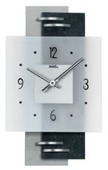 Horloge murale moderne en placage ardoise et verre couleur : Argenté