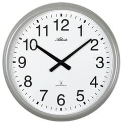 Horloge murale radio-pilotée grosses aiguilles entourage chromé Ø 42 cm