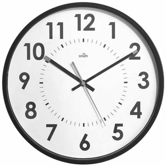 Pendule murale ronde silencieuse noire Couleur : Cadran gris