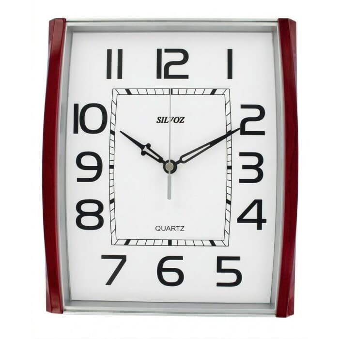 Pendule murale silencieuse rectangulaire aluminium couleur : Rouge