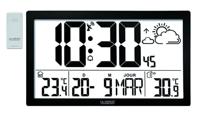 Horloge murale digitale radio pilotée température intérieure