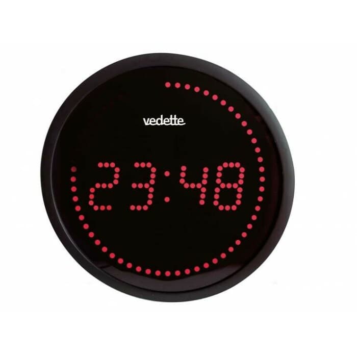 Horloge murale digitale ronde à leds rouges sur secteur