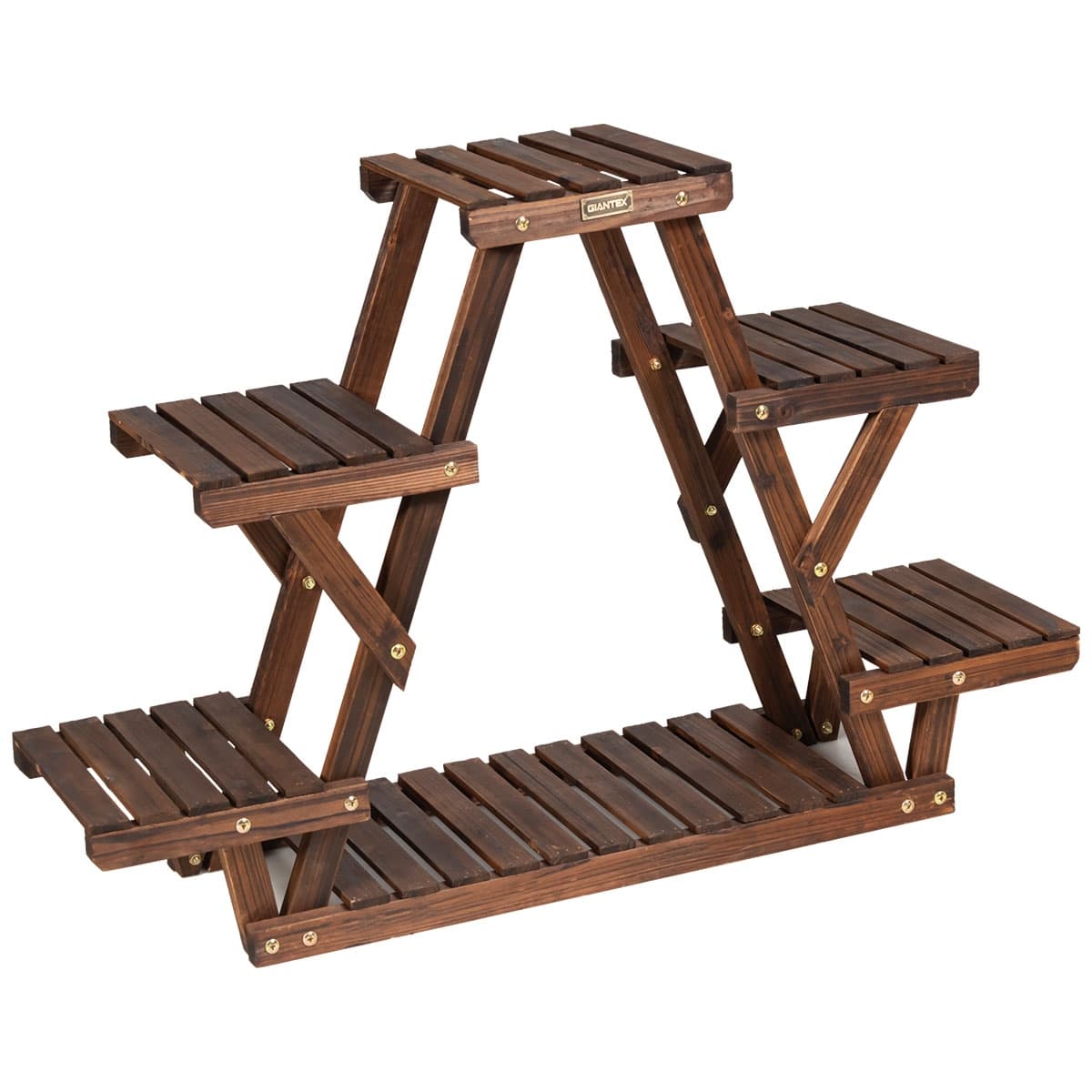 CostwayÉtagère pour Plantes en Bois 6 Tablettes 99 x 25 x 64 cm Charge 10KG par Niveau Terrasse Jardin Balcon Salon