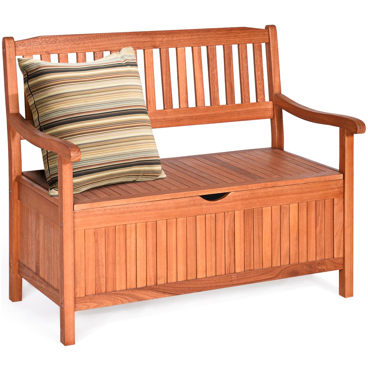 CostwayBanc de Jardin 2 Places 107 x 59 x 90 CM en Bois d'Acacia avec Compartiment de Rangement pour Jardin Terrasse Balcon