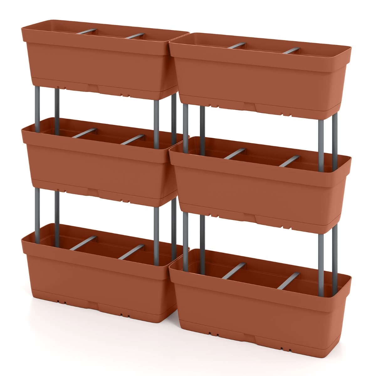 Costway6 Boîtes à Plantes de Jardin Jardinière Verticale Surélevée Arrangement DIY Tour de Plantation pour Légumes Herbes Pots de Fleurs Rouge