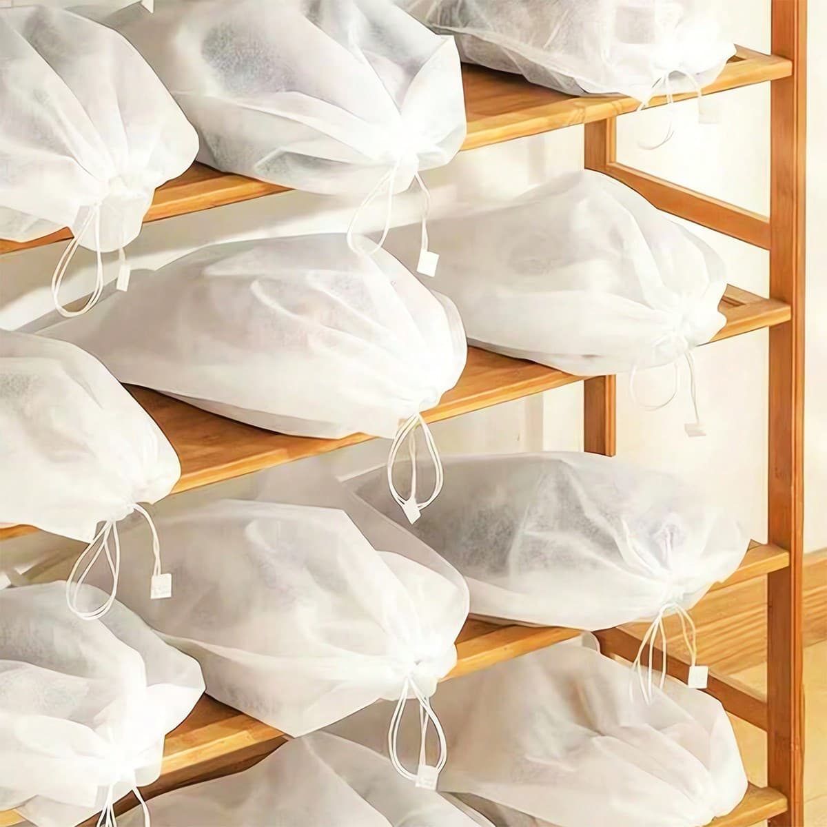 1 pièce/5 pièces/10 pièces Sac à chaussures unicolore anti-jaune jetable en tissu non tissé sac de rangement de chaussures anti-poussière en