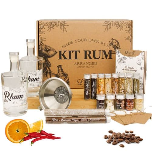 L&G® - Kit préparation et infusion rhum arrangé - Idées cadeaux - Coffret cadeau rhum DIY dégustation surprise - noel, Saint Valentin, Fêtes, anniversaire - Fabriqué en France - Ingrédients de Qualité