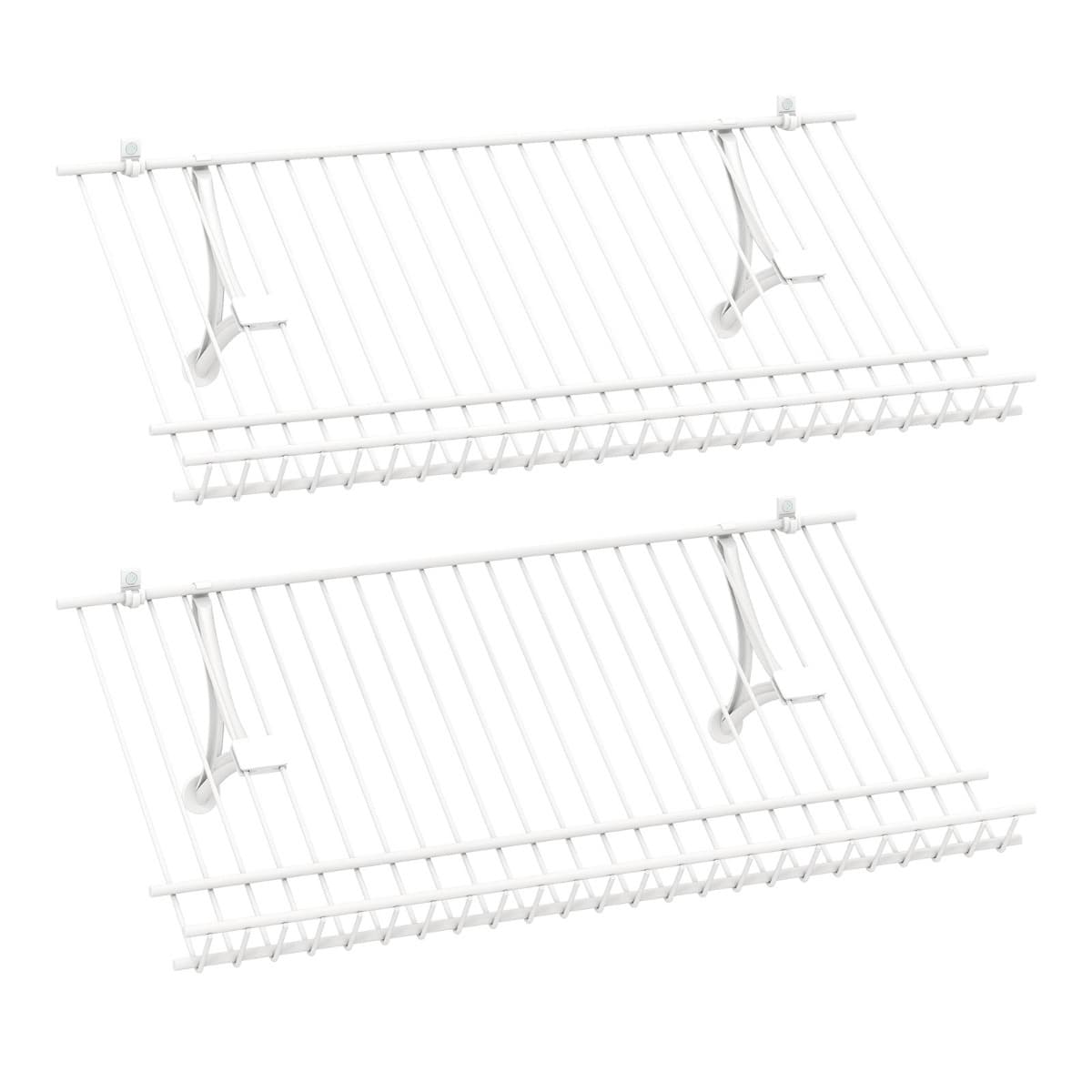CostwayEnsemble de 2 Étagères de Placard Murales Étagères en Fil Métallique Flottante de 61 Cm pour Cadre Photos Décorations Support Mural Blanc