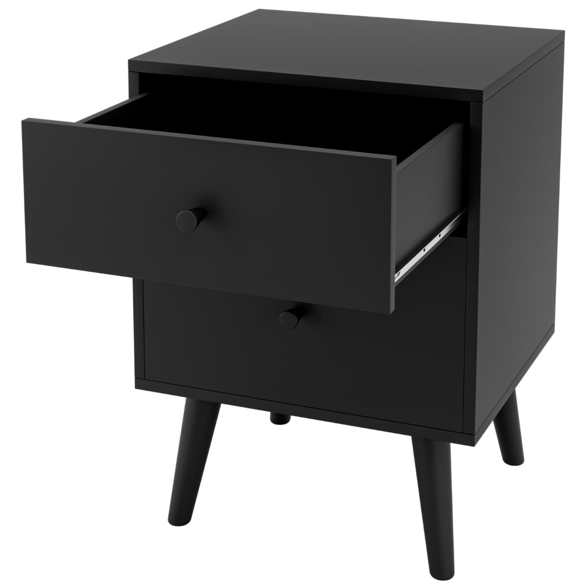 Table de Chevet Table de Nuit à 2 Tiroirs en Bois d’Hévéa Massif de Style Moderne 45 x 40 x 62 CM No